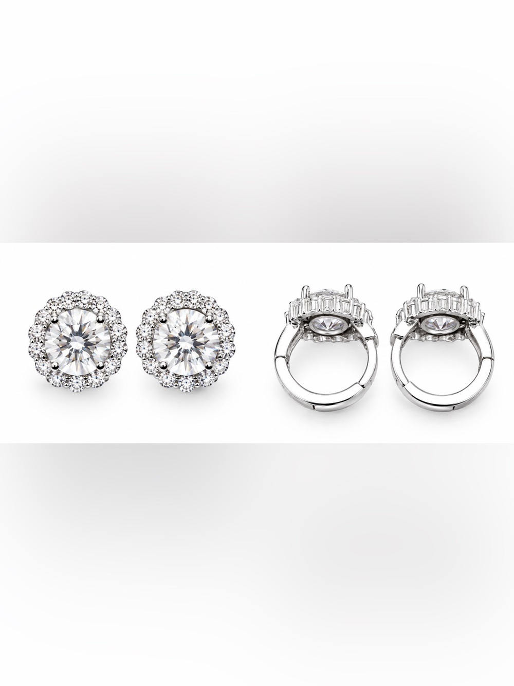 Luxury Moissanite Diamond 2.0 CT Sterling‎ Silver round stone huggie earrings